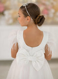 Shop Elegant Rosalie Girls Satin Pearl Tulle Dress at Blush Kids