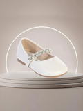 Girls Pearl Strap Ballet Flat – Communion, Flower Girl & Party Shoe