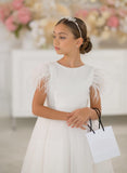 Shop Elegant Rosalie Girls Satin Pearl Tulle Dress at Blush Kids