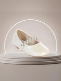 Girls Pearl Strap Ballet Flat – Communion, Flower Girl & Party Shoe