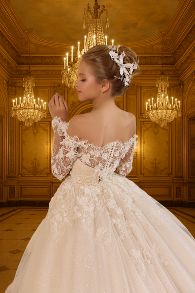 Luxury Off-Shoulder Communion Dress | Pentelei Couture