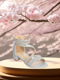 Girls Silver Glitter Dress Sandal with Triple Straps