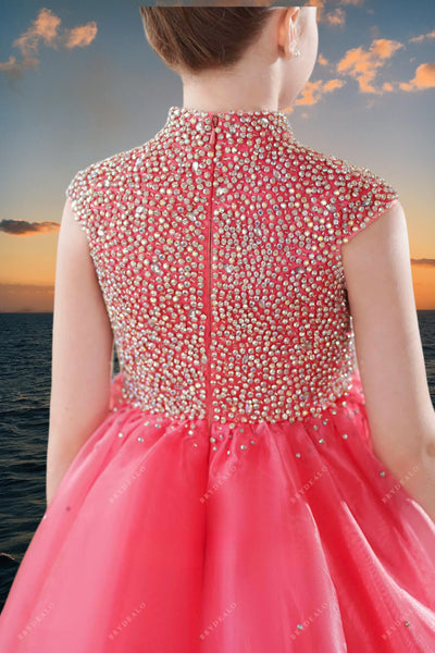 Hot Pink Beaded Ball Gown for Girls – Pageant & Special Occasion