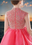 Hot Pink Beaded Ball Gown for Girls – Pageant & Special Occasion