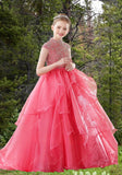Hot Pink Beaded Ball Gown for Girls – Pageant & Special Occasion