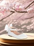 Girls White Dress Shoe with Bow – Communion & Special Occasion