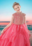 Hot Pink Beaded Ball Gown for Girls – Pageant & Special Occasion
