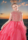 Hot Pink Beaded Ball Gown for Girls – Pageant & Special Occasion