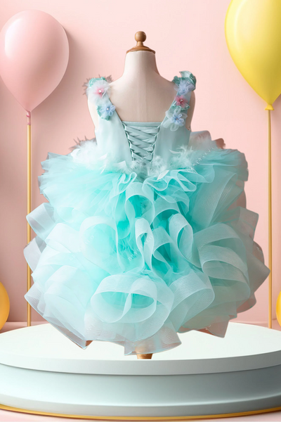 Isla Aqua Ruffle Girls Pageant Dress – Brydealo Couture
