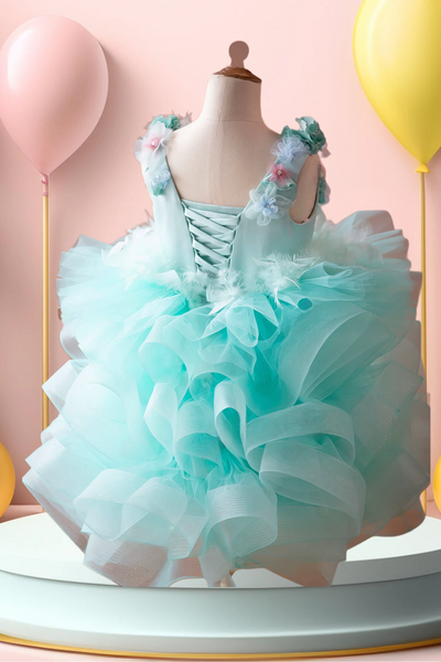 Isla Aqua Ruffle Girls Pageant Dress – Brydealo Couture