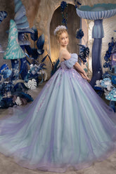 Custom Mint Lilac Princess Gown – Luxury Couture for Kids