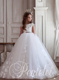 Lydia Pentelei Couture White Floral Ball Gown - Communion Dress