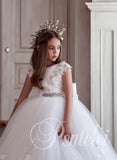 Lydia Pentelei Couture White Floral Ball Gown - Communion Dress