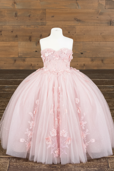 Girls Glitter Tulle Corset Pageant Ballgown