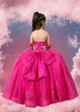 Amaris Glitter Princess Dress – Girls Fuchsia Ball Gown