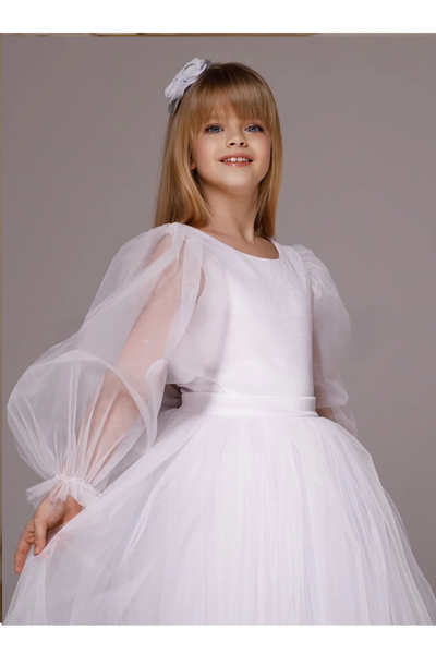 Celestine Dream Couture Gown – White Communion, Flower Girl & Special Occasion Dress
