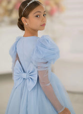 Celestina Azure Gown – Blue Tulle Couture Dress for Girls