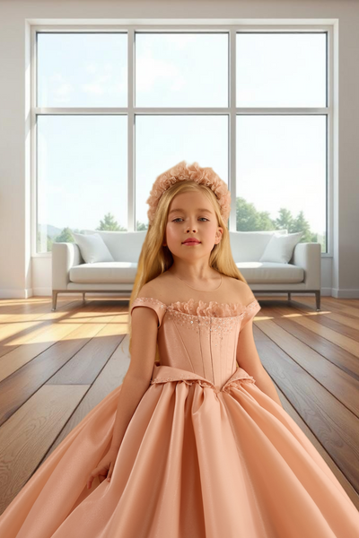Blush Peach Ivory Ball Gown | Pentelei Couture Giavanna