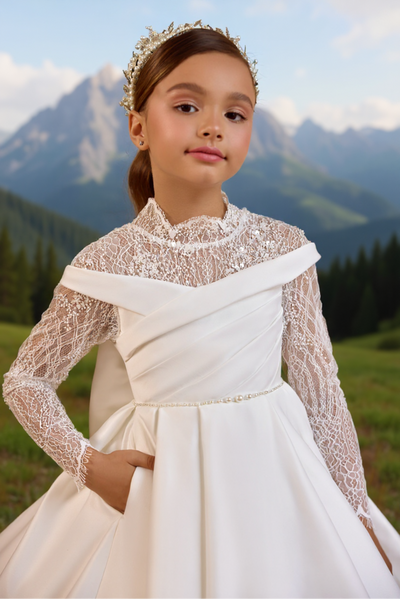 White Lace Communion Dress | Pentelei Couture Gown