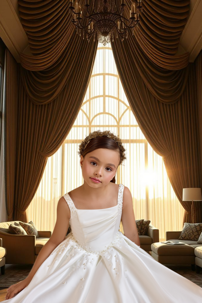 Pentelei Couture Satin & Lace Communion Dress