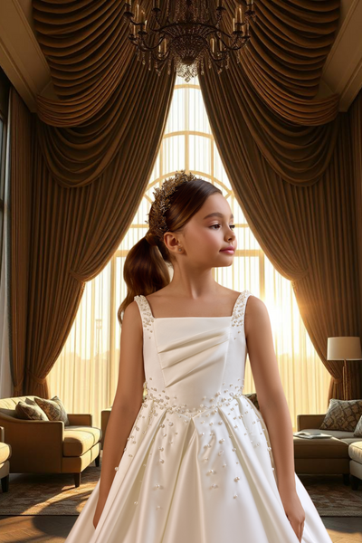 Pentelei Couture Satin & Lace Communion Dress