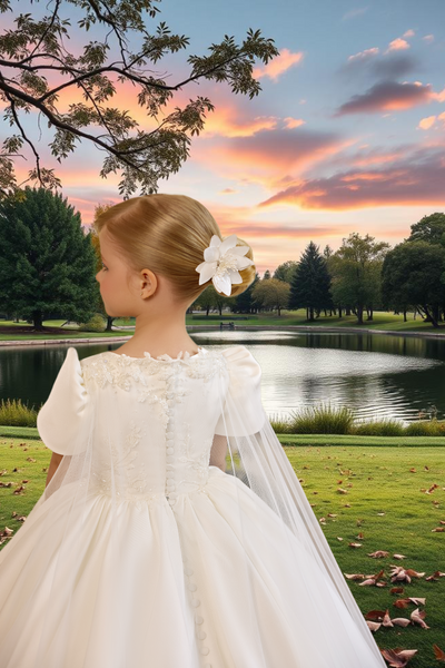 Elara White Communion Dress | Pentelei Couture
