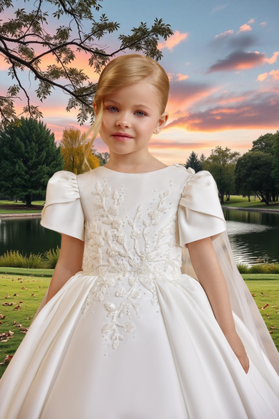 Elara White Communion Dress | Pentelei Couture