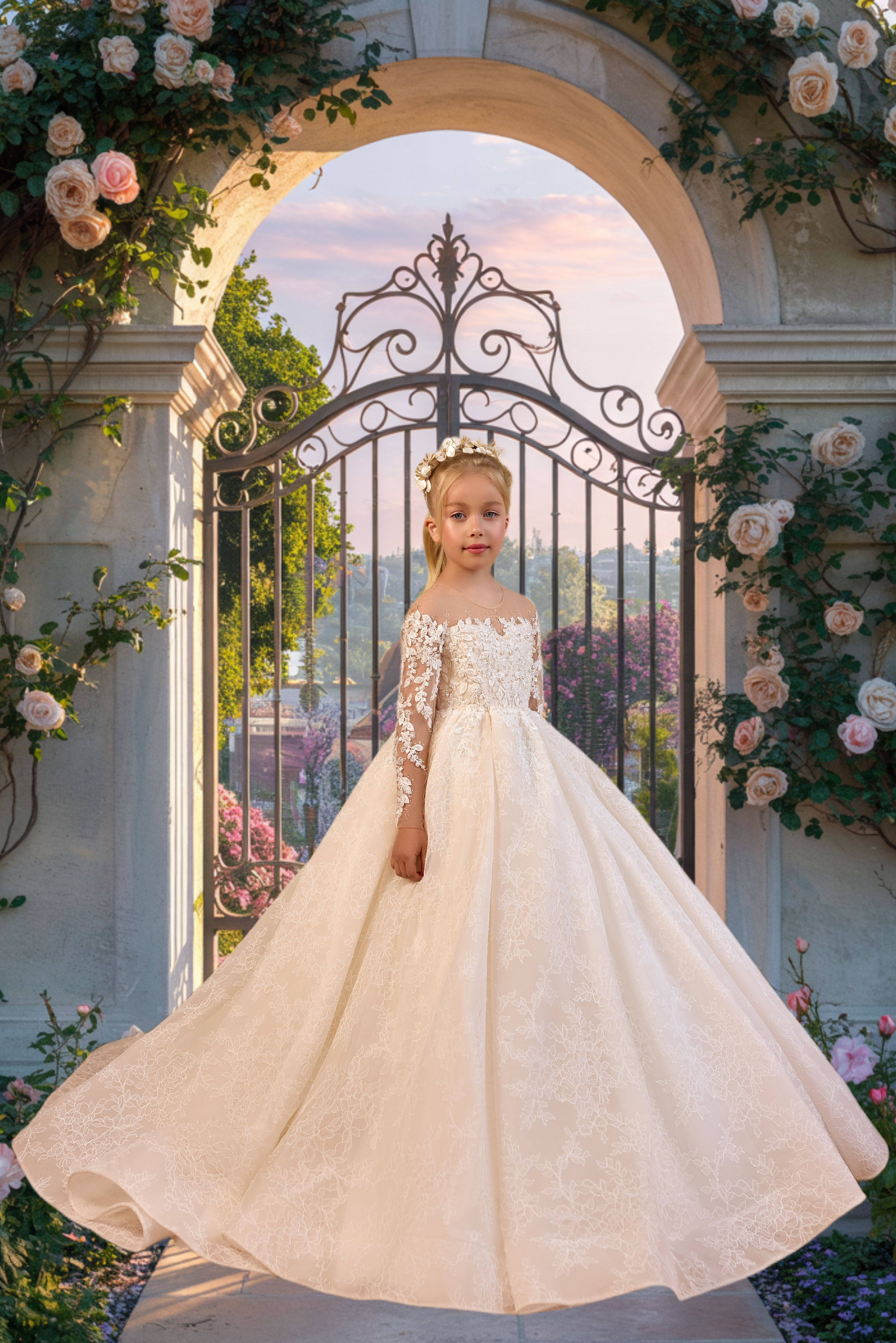 Ivory Lace Communion Dress | Pentelei Couture Gown Blush / 4 Yrs / no Ivory Lace Communion Dress | Pentelei Couture Gown Blush / 4 Yrs / no