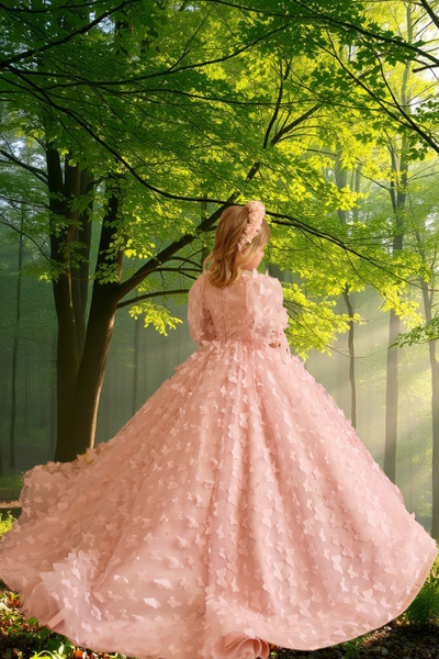 Elara Bloom | Pentelei Couture Pink Butterfly Dress