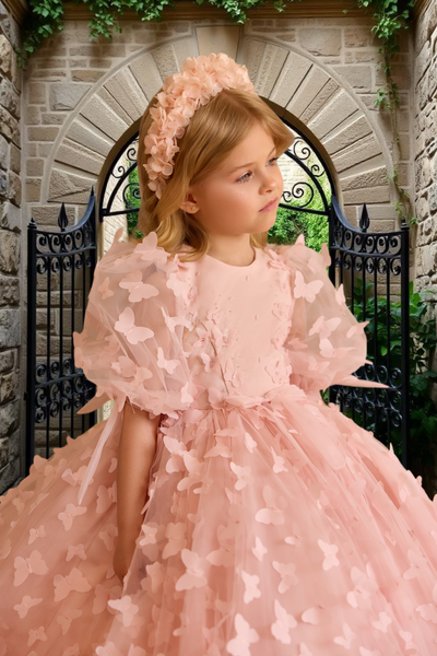 Elara Bloom | Pentelei Couture Pink Butterfly Dress