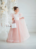 Hadlee Blush Ruffle Gown – Girls Pageant & Special Occasion