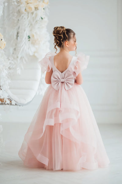 Hadlee Blush Ruffle Gown – Girls Pageant & Special Occasion