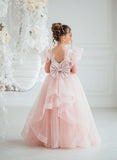 Hadlee Blush Ruffle Gown – Girls Pageant & Special Occasion