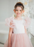 Hadlee Blush Ruffle Gown – Girls Pageant & Special Occasion