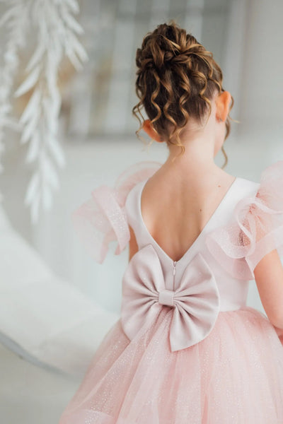 Hadlee Blush Ruffle Gown – Girls Pageant & Special Occasion
