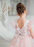 Hadlee Blush Ruffle Gown – Girls Pageant & Special Occasion