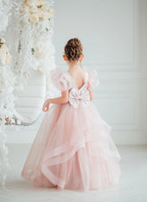 Hadlee Blush Ruffle Gown – Girls Pageant & Special Occasion