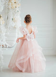 Hadlee Blush Ruffle Gown – Girls Pageant & Special Occasion