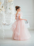 Hadlee Blush Ruffle Gown – Girls Pageant & Special Occasion