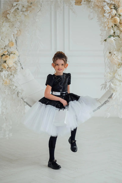 Tinsley Black Sequin & White Tulle Party Dress – Pageant & Birthday