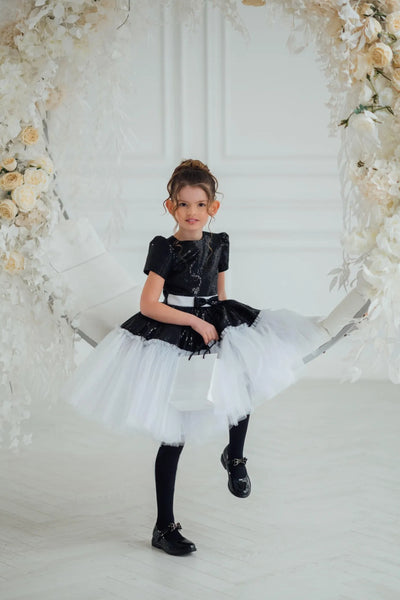 Tinsley Black Sequin & White Tulle Party Dress – Pageant & Birthday
