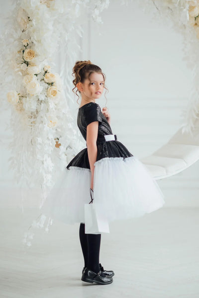 Tinsley Black Sequin & White Tulle Party Dress – Pageant & Birthday