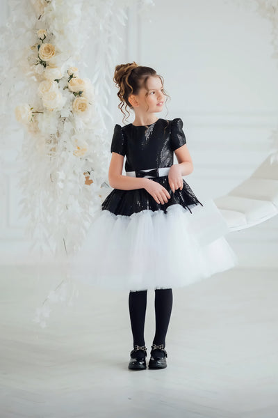 Tinsley Black Sequin & White Tulle Party Dress – Pageant & Birthday