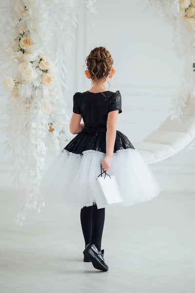 Tinsley Black Sequin & White Tulle Party Dress – Pageant & Birthday