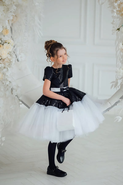 Tinsley Black Sequin & White Tulle Party Dress – Pageant & Birthday
