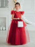Valentina Crimson Couture Gown – Red Tulle Girls Special Occasion Dress