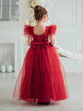 Valentina Crimson Couture Gown – Red Tulle Girls Special Occasion Dress