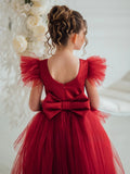 Valentina Crimson Couture Gown – Red Tulle Girls Special Occasion Dress