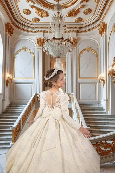 Anastelle Ivory Brocade Gown | Fashion Couture