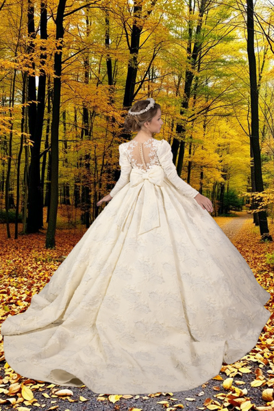 Anastelle Ivory Brocade Gown | Fashion Couture